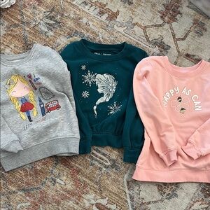 Kids Graphic Sweatshirt Trio - Gray, Teal, Pink